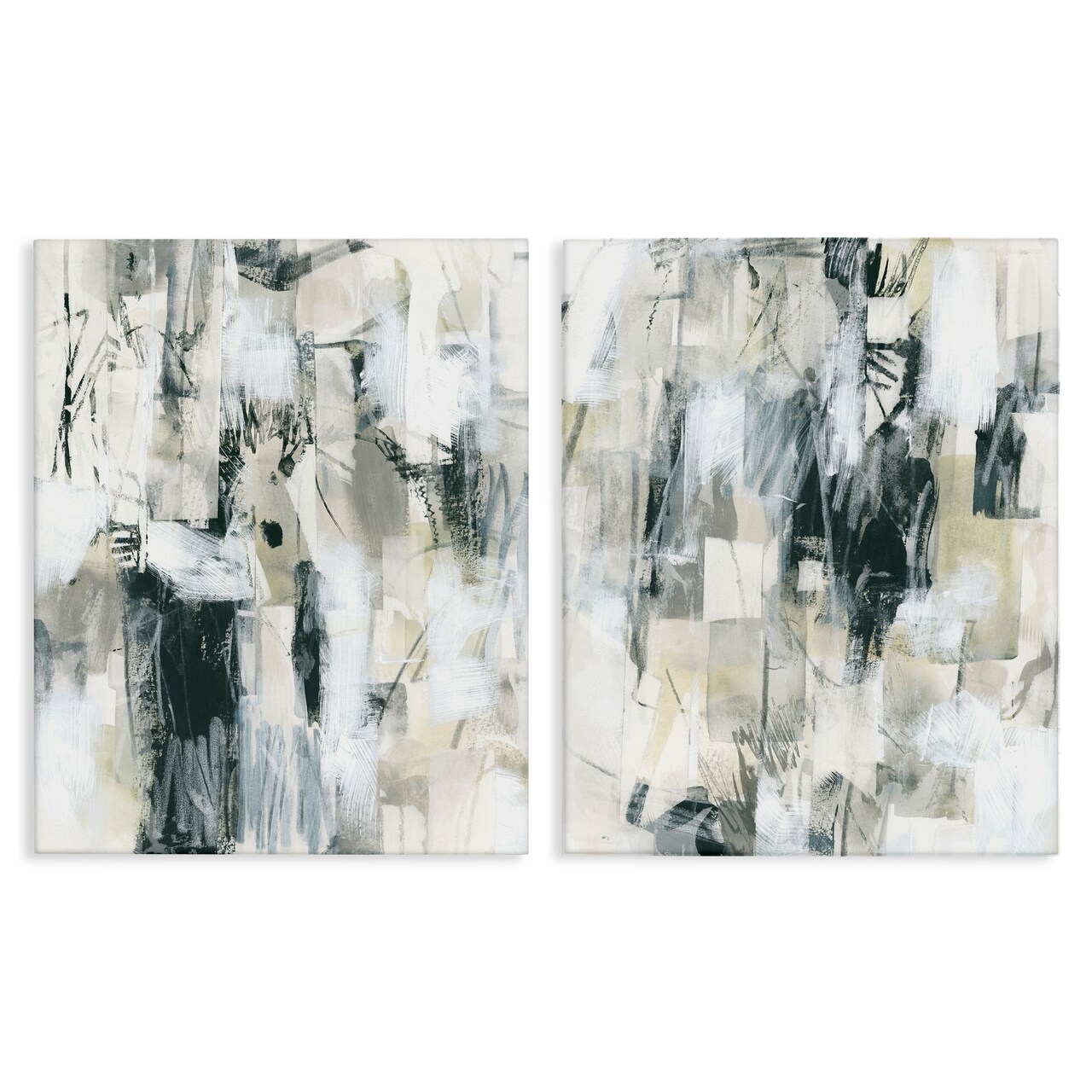 Stupell Industries Abstract Charcoal and Beige 2 pc Canvas Wall Art Set Design by June Erica Vess